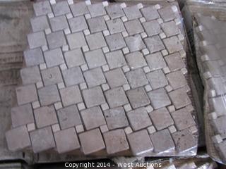 Crate of Arcadian Stone Collection Mosaic Tile 12"x12" Tumbled T-Noce and Giallo Stone