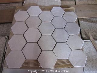 Crate of Arcadian Stone Collection 3" Hexagon Format Mosaic Tile Crema Tumbled 12"x12"