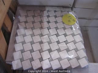 Crate of Arcadian Stone Collection 6 Mosaic Tile Cream and Luna Verde Mixed 12"x12"