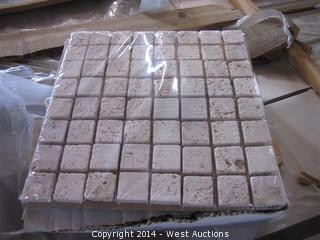 Crate of Arcadian Stone Collection 1.5" Format Mosaic Tile Travertine Light Tumbled 12"x12"