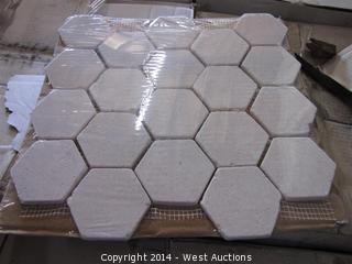 Crate of Arcadian Stone Collection 3" Hexagon Format Mosaic Tile Crema Tumbled 12"x12"