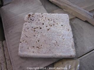 Crate of Sierra Pacific 4"x4" Travertine Tumbled Gold 