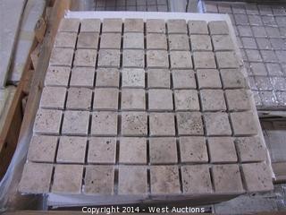 Crate of Arcadian Stone Collection 1.5" Format Mosaic Tile Travertine Noce Tumbled 12"x12"