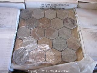 Crate of Arcadian Stone Collection 3" Hexagon Format Mosaic Tile Multi Rose Tumbled 12"x12" 