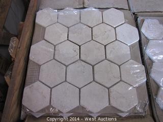 Crate of Arcadian Stone Collection 3" Hexagon Format Mosaic Tile Giallo Siena Tumbled 12"x12"