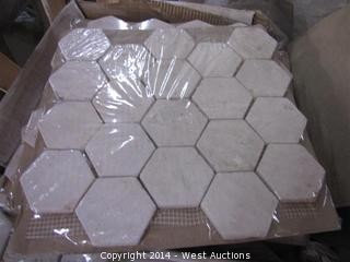 Crate of Arcadian Stone Collection 3" Hexagon Mosaic Tile Giallo Siena Tumbled 12"x12"