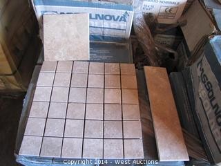 Pallet of Sorrento Beige 6"x6" and 12" Bullnose Tiles