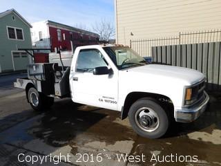 1996 Chevrolet Cheyenne 3500 Flatbed Pickup Truck with Lincoln Electric Arc Welder