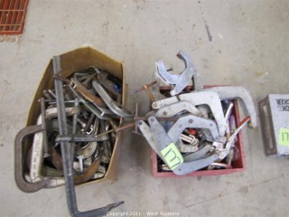 Crate and Box of Twist Clamps, C-Clamps and Grip-Clamps