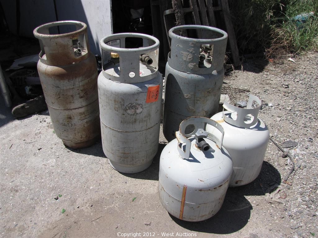 West Auctions Auction Trailer And Construction Equipment Item 3 Forklift Propane Tanks And 2 Propane Tanks