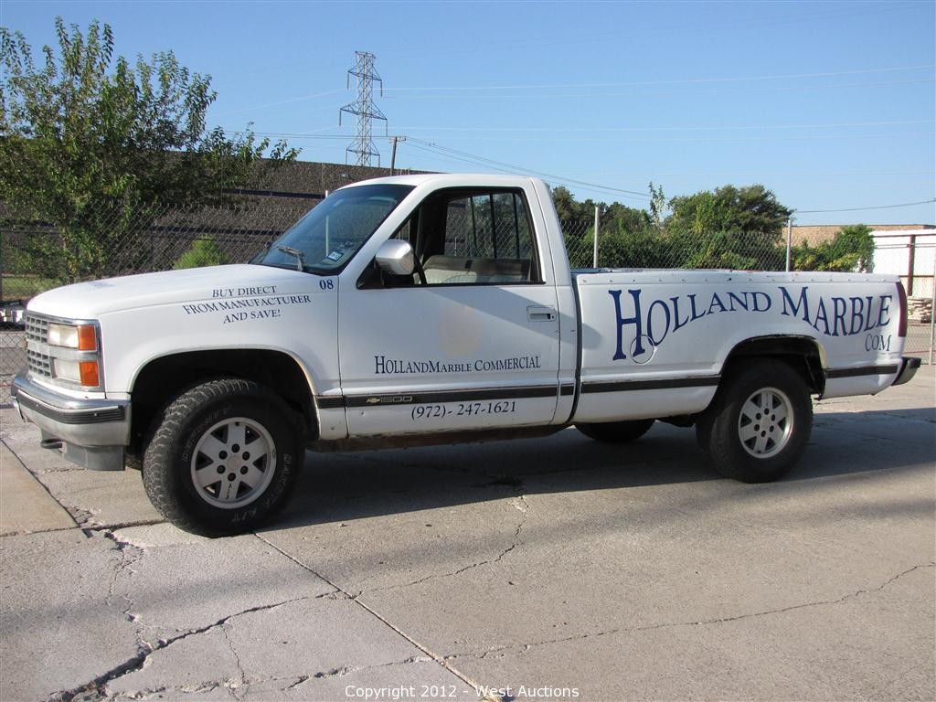 West Auctions Auction Holland Marble Company Surplus Sale Near Dallas Texas Item 1990 Chevrolet C K 1500 4x4 Pickup Truck