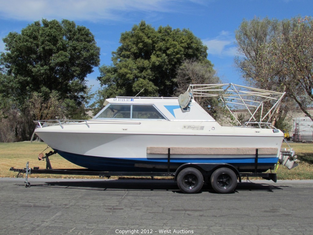 West Auctions Auction Fiberform Cabin Cruiser Boat.