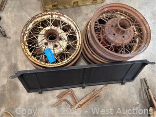 (9) Assorted Vintage Automotive Ford Wheels, Model A Parts And More 
