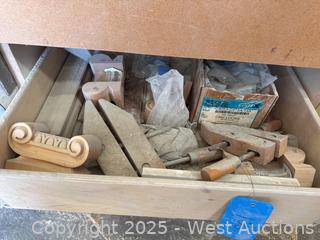Contents Of (2) Drawers: Woodworking Tools, Clamps And More 