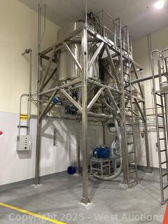 2018 Industrial Scilo Tank System with (2) 1040-Gallon Scilos, Motor, Catwalk, and More (Disassembled)