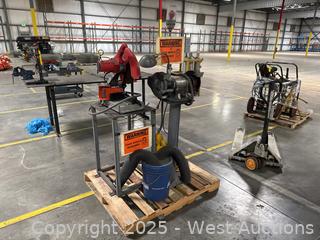 Contents Of Pallet: Dayton 8” Dual Grinder With Stand And Milwaukee Chop Saw With Stand