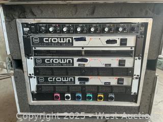 (3) Crown Microtech 1200 With Patch In Rolling Rack With Rane Sm26b
