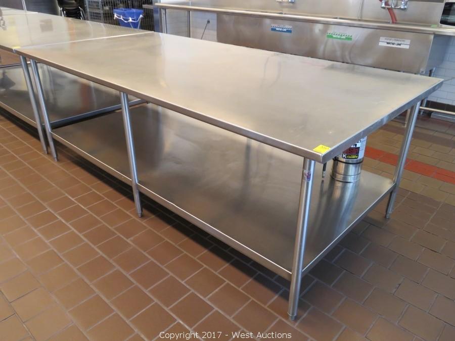West Auctions - Auction: Complete Sellout of Famed Culinary School ITEM 8 Foot Stainless Steel Prep Table