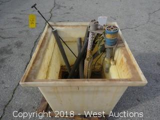 Bin with Assorted Plastic Tubing and Pump