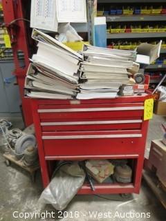 Rolling Multi-Drawer Work Cart (27” WIDE x 18” DEEP x 32” HIGH) and Contents