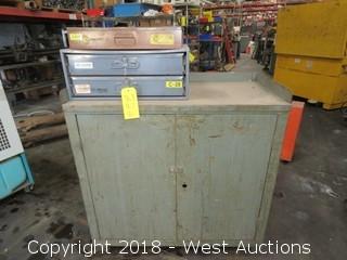 Rolling Steel Shop Cabinet and (2) Smaller Storage Boxes and Contents