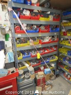 Shelves and Contents: Wide Assortment of PVC Valves, Unions, and Flowmeters