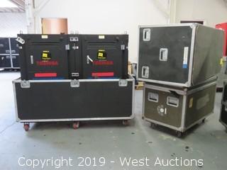 (4) FOR PARTS Toshiba TRV2013E 13mm 47"x31" Virtual Outdoor LED Video Displays With Road Case