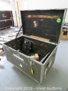 44"x27" Road Case With Assorted Older Electronics And Cables