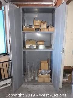 7' Steel Cabinet Full Of Parts, Cords, Connectors 