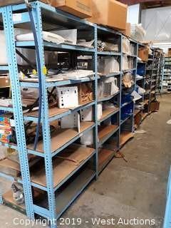 (6) 6' Steel Shelf Racks Full Of Assorted Steel Panels