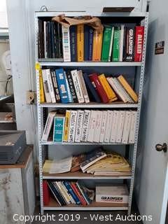 6' Metal Shelf/Rack Full Of Manuals