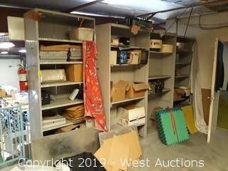 (4) 6' Shelves Full Of Dated Electronics And Steel Panels