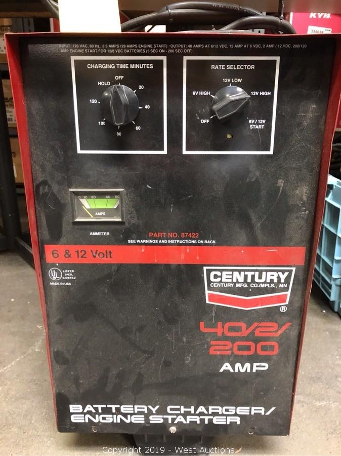 West Auctions - Auction: Auction of Kohlweiss Auto Parts ITEM: Century  40/2/200 Amp Battery Charger/Engine Starter