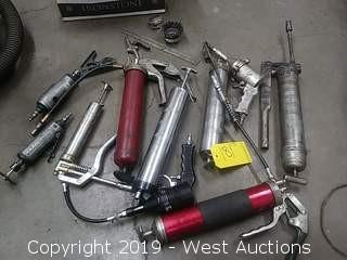 Bulk Lot: (6) Lube Guns, 2 Grinders & Accessories