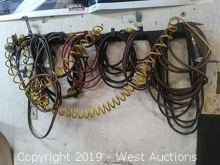 54" Rack of (6) Assorted Cables & Hoses