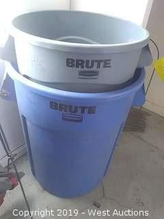 (2) Rubbermaid 44 Gallon Brute Plastic Containers