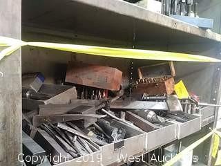 Shelf: Assorted Drill Bits, Metal Wedges, Boring Items, & More