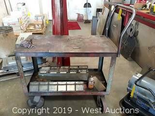Stainless Steel Two Level Utility Cart with Contents