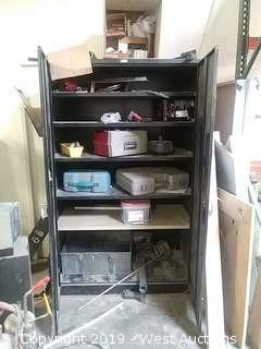 Metal Storage Cabinet with Contents