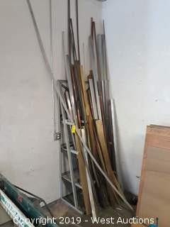 Bulk Lot: 7' Material Rack With Copper, Brass, Steel And Pipe Stock