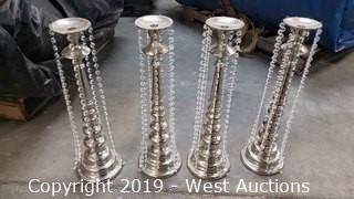 (4) Crystal Candle Holders 