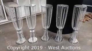 (4) Large Crystal Candle Holders