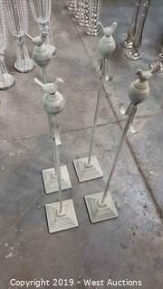 (4) White Vintage Heavy Base Isle Runner Stands 