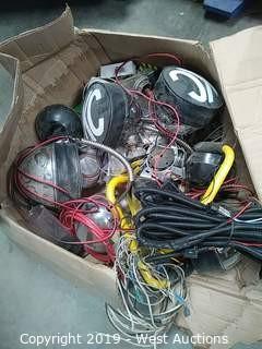 Bulk Lot: (6) Auto Spotlights, Various Fasteners, Brass, Nails, Wires, & More
