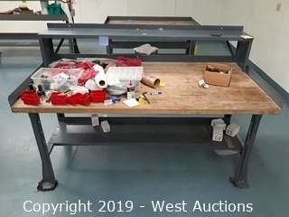 6' X 3' Wood Top Work Bench (Contents Included)