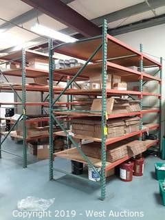 Contents of (4) Sections of Pallet Racking: Boxes, Coolant, Parts and More