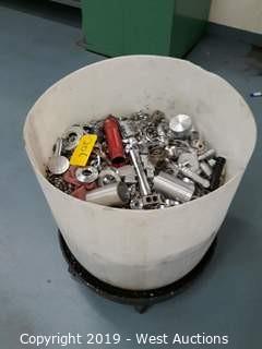 Aluminum Scrap in Half Barrel on Barrel Cart