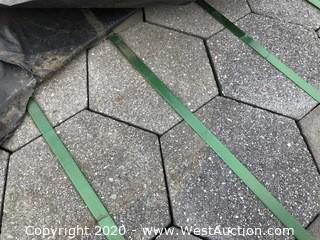 Hanover 8" x 3" Thick Hex Paver. Super Black Ground Finish. Palletized Upside Down Typically.