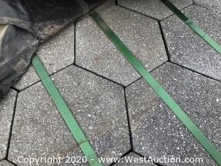 Hanover 8" x 3" Thick Hex Paver. Super Black Ground Finish. Palletized Upside Down Typically.