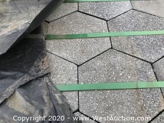 Hanover 8" x 3" Thick Hex Paver. Super Black Ground Finish. Palletized Upside Down Typically.
